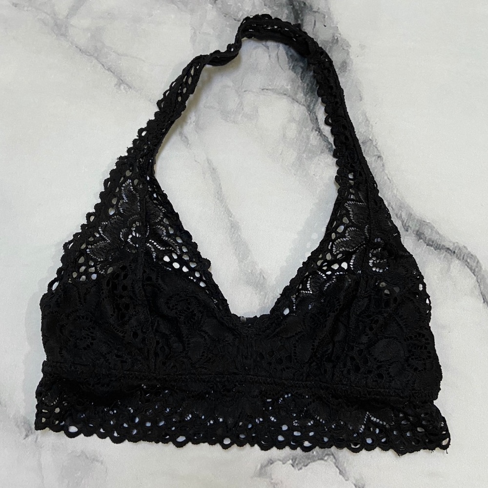 Black Lace Halter Bralette